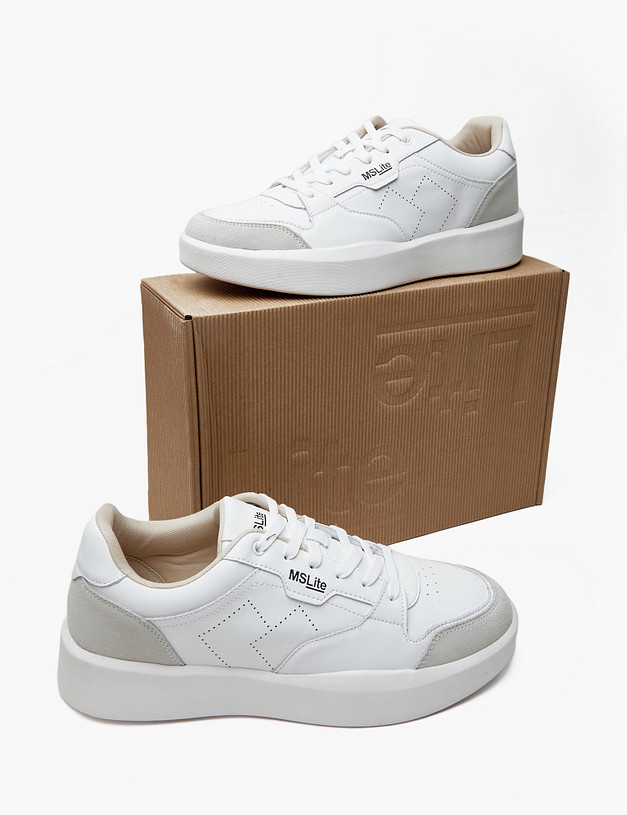 Белые мужские кеды из кожи и велюра MASCOTTE 189-3130221-0601 | ракурс 6