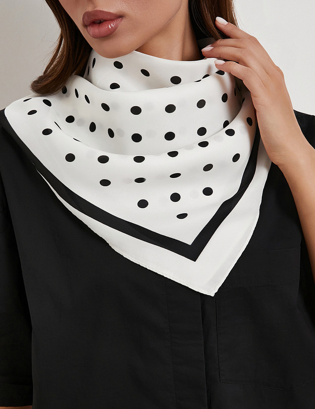 Белый женский платок в горох MASCOTTE 766-6101-2401 | ракурс 2