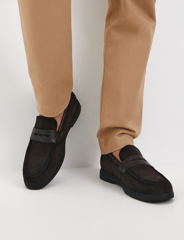 Коричневые мужские велюровые лоферы  MASCOTTE 58-516111-3201M | ракурс 1