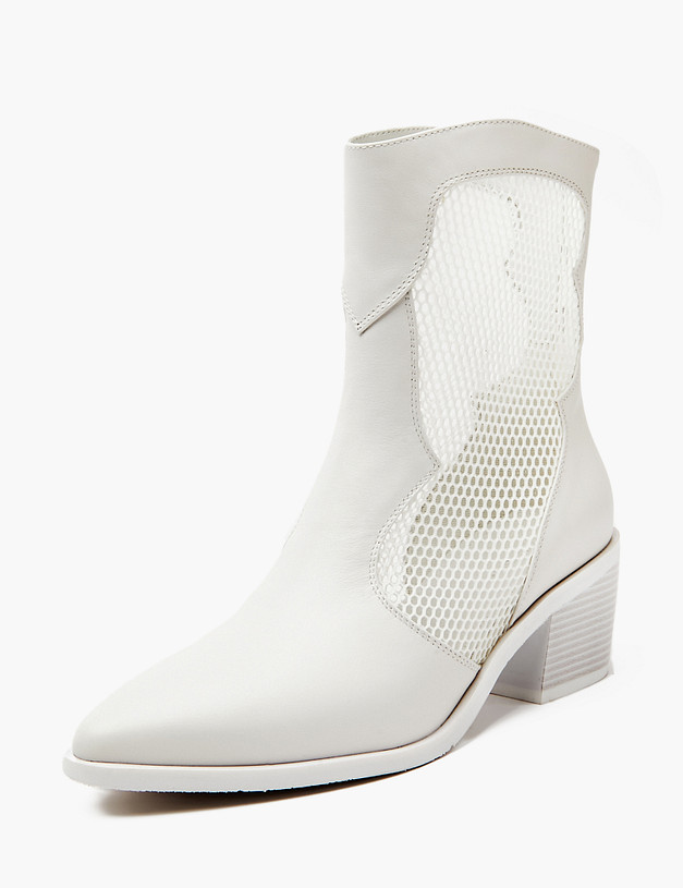 Белые женские казаки с сетчатыми вставками MASCOTTE 233-3205814-7102M | ракурс 2