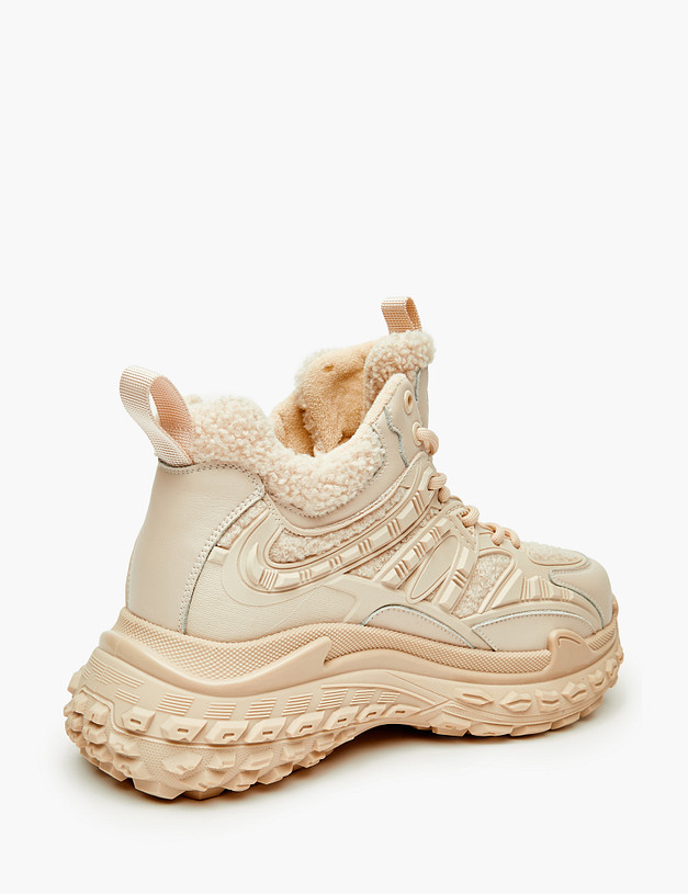 Бежевые женские утепленные кроссовки MASCOTTE 234-323621-0408 | ракурс 3