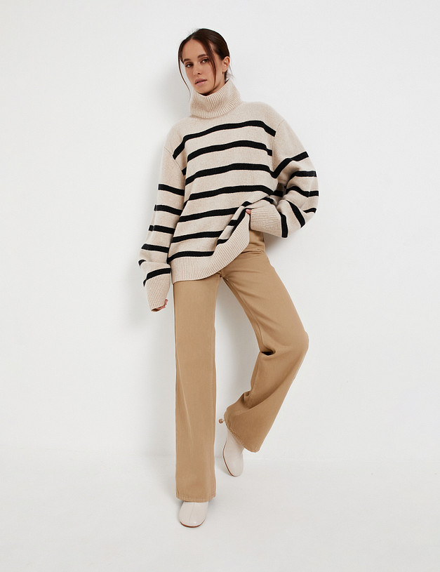 Бежевый женский свитер в полоску MASCOTTE 990-5201-7528 | ракурс 2