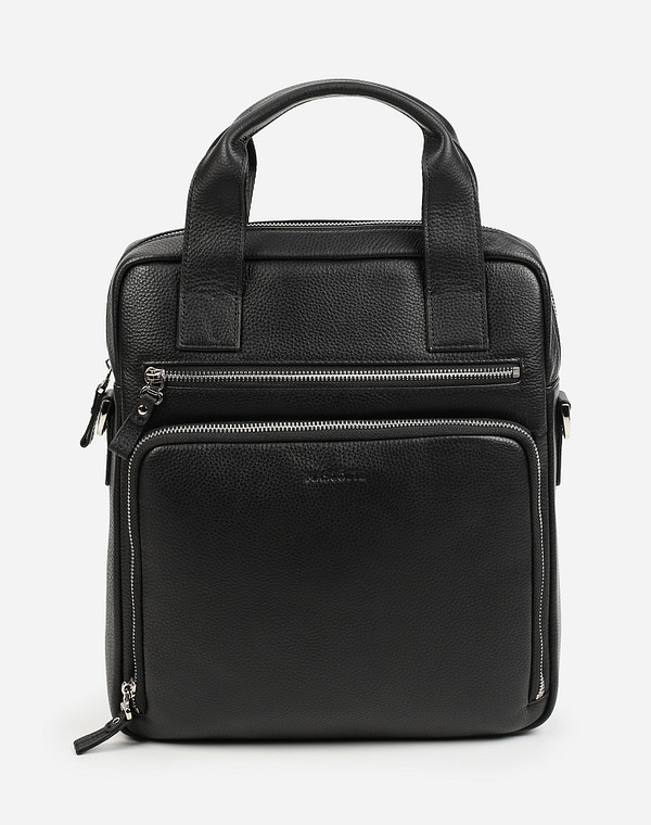 658-1213-102 Сумка мужская нат.кожа/текстиль черн, M, Mascotte