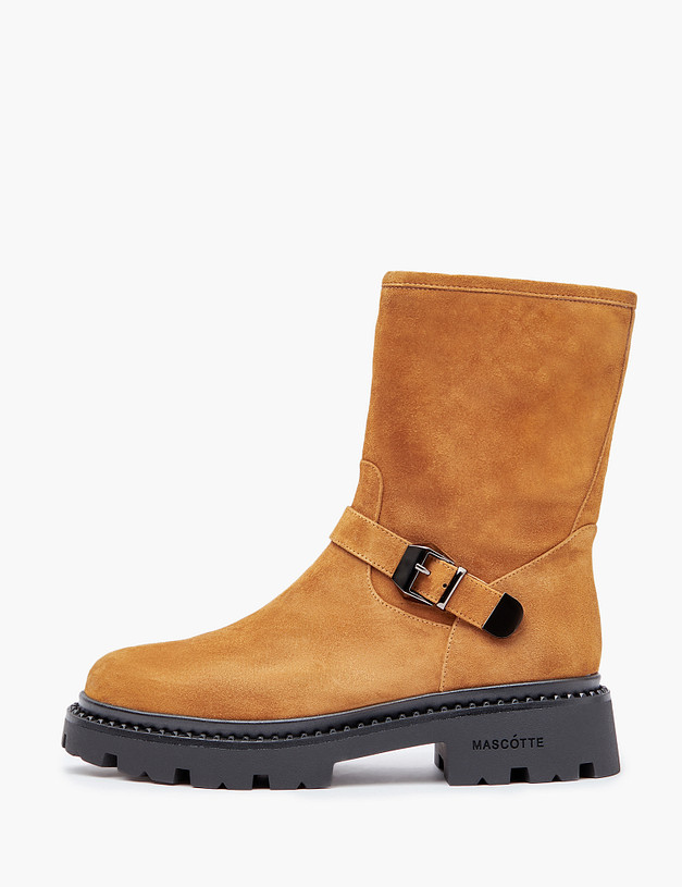 Рыжие велюровые женские ботинки MASCOTTE 233-3201722-3667M | ракурс 1