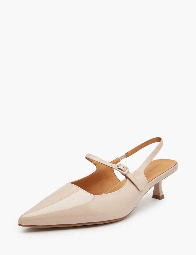 Бежевые лакированные женские слингбэки MASCOTTE 126-513611-3719M | ракурс 2