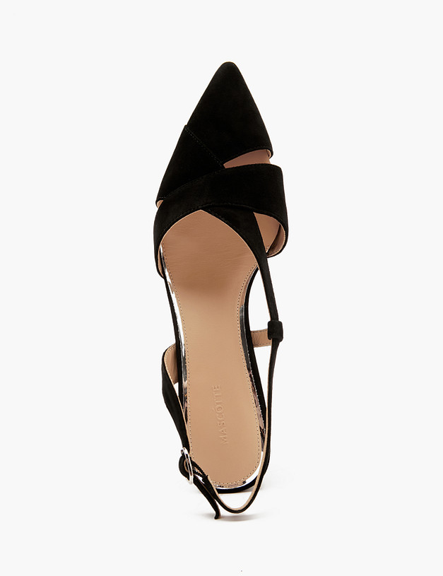 Черные женские босоножки из велюра  MASCOTTE 172-4122813-3605M | ракурс 4