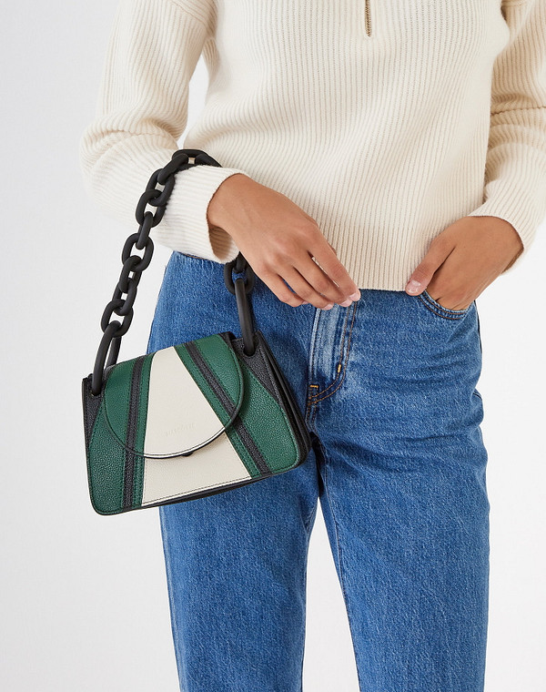 642-1212-604 Сумка женская кож.спилок/и.кожа-текстиль черн-зелен, S, Mascotte