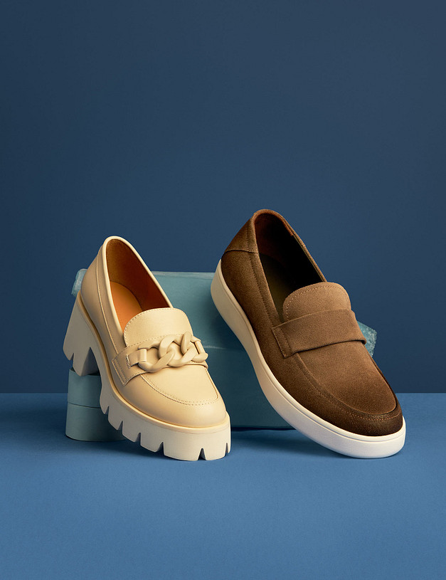 Бежевые мужские слипоны из велюра MASCOTTE 58-3131317-3243M | ракурс 2