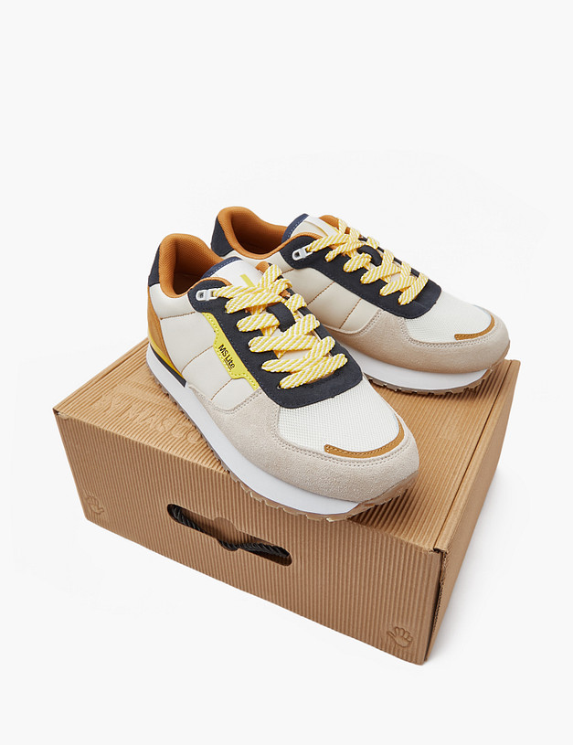 Молочные женские кроссовки с цветными вставками MASCOTTE 189-414121-0201 | ракурс 6