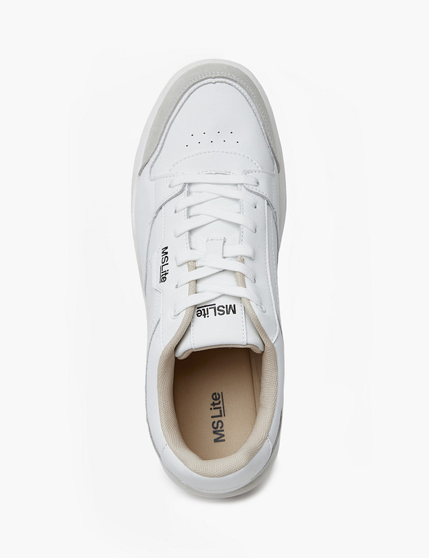 Белые мужские кеды из кожи и велюра MASCOTTE 189-3130221-0601 | ракурс 4