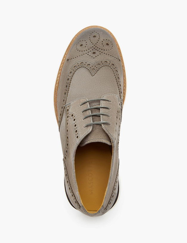 Серые мужские броги из велюра MASCOTTE 22-310313-3243M | ракурс 5