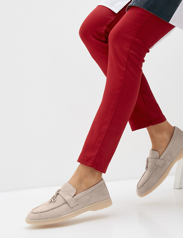 Бежевые велюровые женские лоферы MASCOTTE 11-110311-3618M | ракурс 1