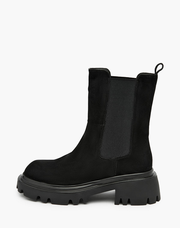 58-323421-3605M Ботинки женские велюр-резина/ворсин-нат.кожа черн, Mascotte