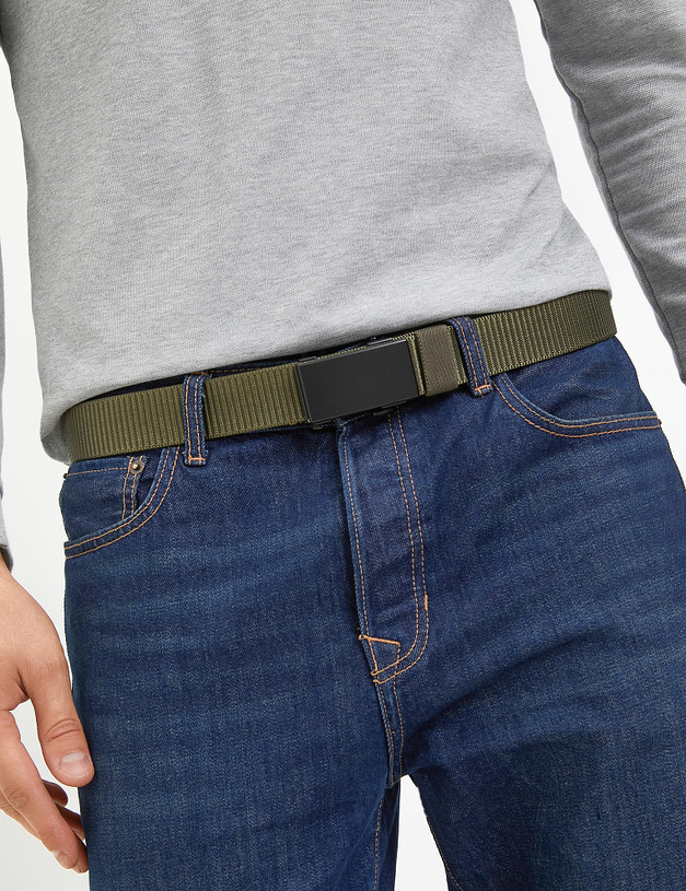 Оливковый ремень из текстиля MASCOTTE 701-3216-204 | ракурс 1