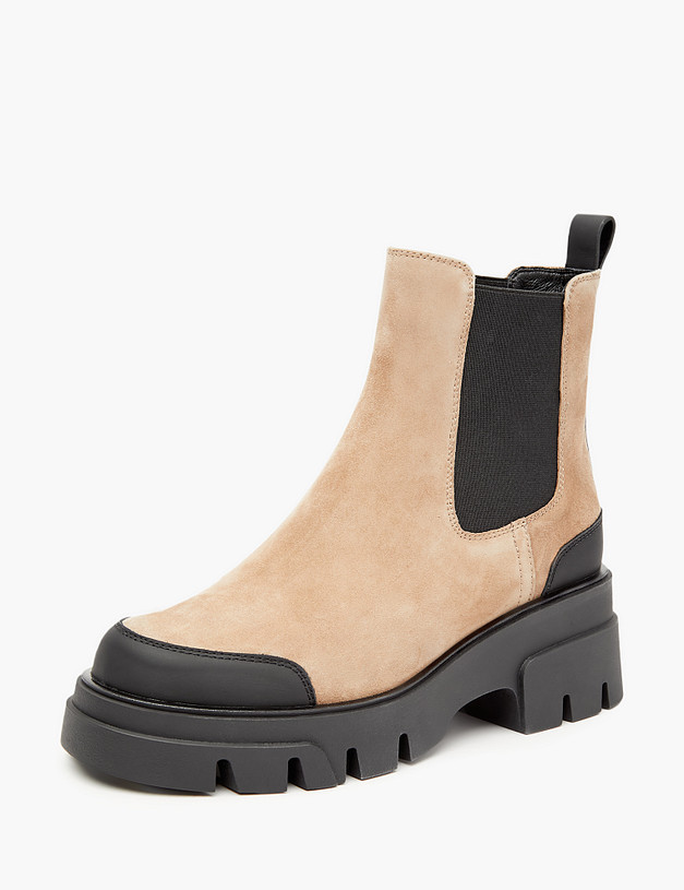 Бежевые велюровые женские челси MASCOTTE 233-321721-0608 | ракурс 4