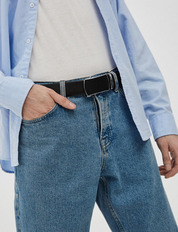 Черный мужской ремень MASCOTTE 727-9201-102 | ракурс 1