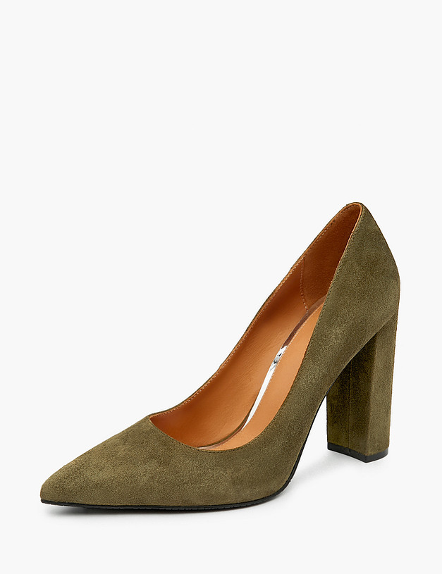 Оливковые женские туфли из велюра MASCOTTE 172-3183811-0604 | ракурс 3