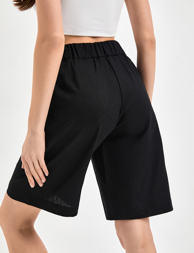 Женские шорты с защипами из смесового льна  MASCOTTE 790-3119-2702 | ракурс 1