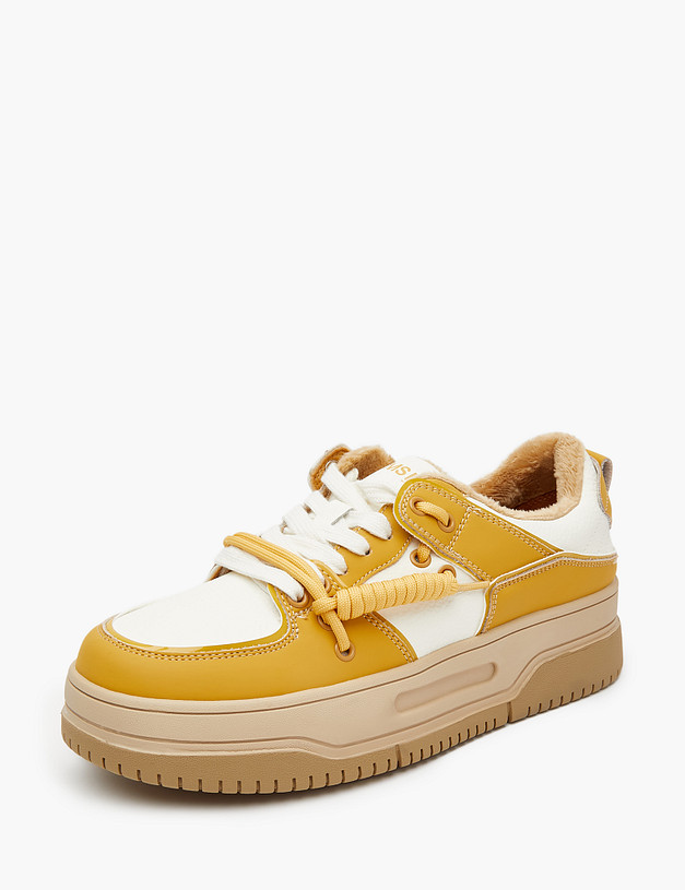 Желтые женские кеды на платформе MASCOTTE 234-323822-0618 | ракурс 2 Желтые женские кеды на платформе MASCOTTE 234-323822-0618 | ракурс 2