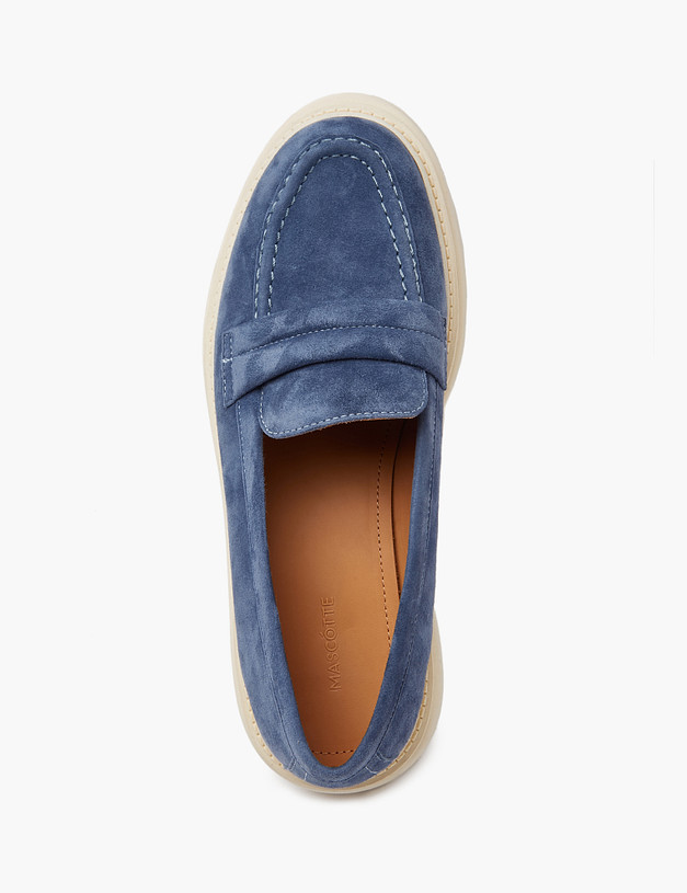 Синие женские лоферы из велюра MASCOTTE 233-410611-3614M | ракурс 6