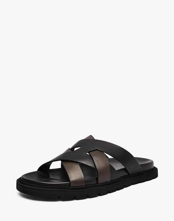 142-612663-0102 Туфли летние мужские нат.кожа/и.кожа черн-зелен, Mascotte