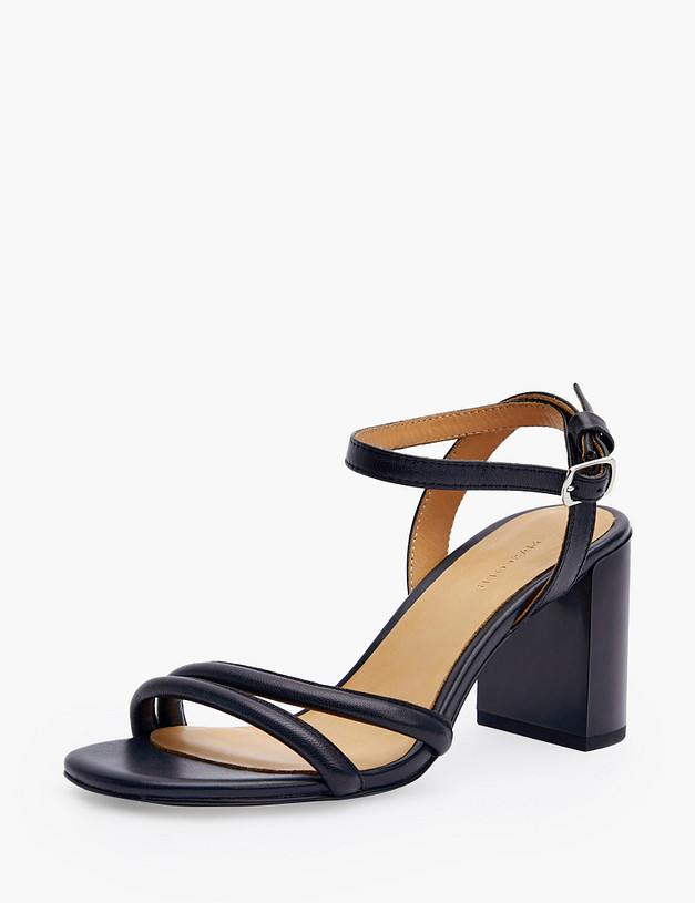 Черные босоножки из кожи на устойчивом каблуке MASCOTTE 126-311011-3501M | ракурс 2