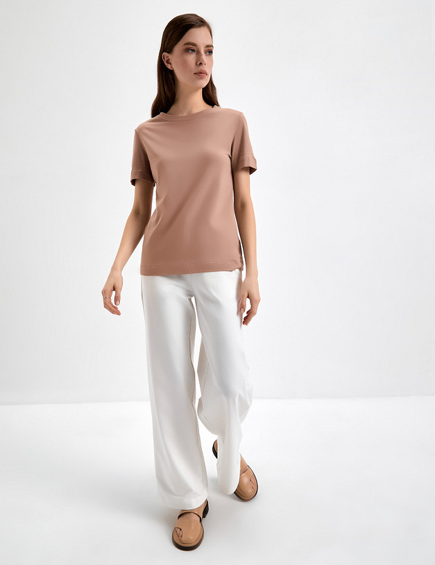 Бежевая женская футболка MASCOTTE 790-3114-2609 | ракурс 1