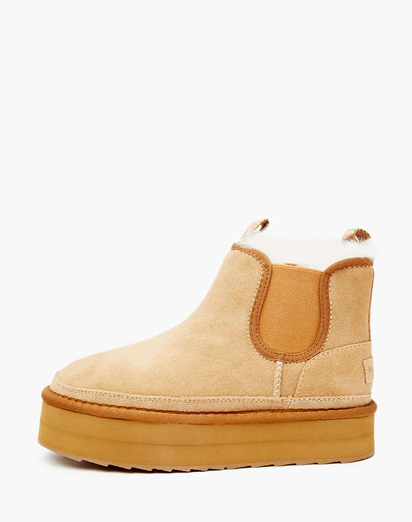 234-3206533-0208 Ботинки женские велюр-резина/мех беж, Mascotte