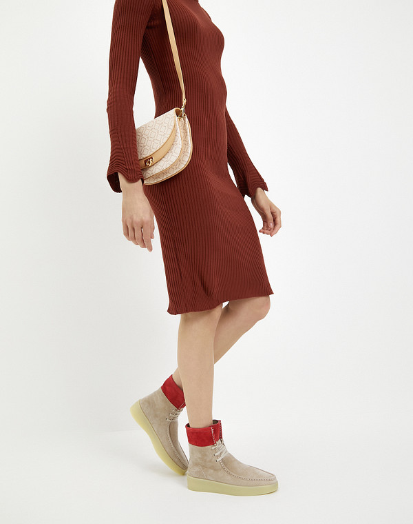 22-3180229-3633M Ботинки женские велюр/ворсин-нат.кожа беж-красн, Mascotte