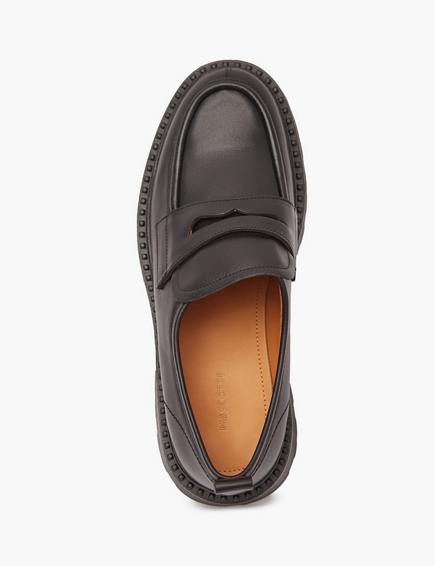 Черные кожаные женские лоферы MASCOTTE 233-3201813-3100M | ракурс 4