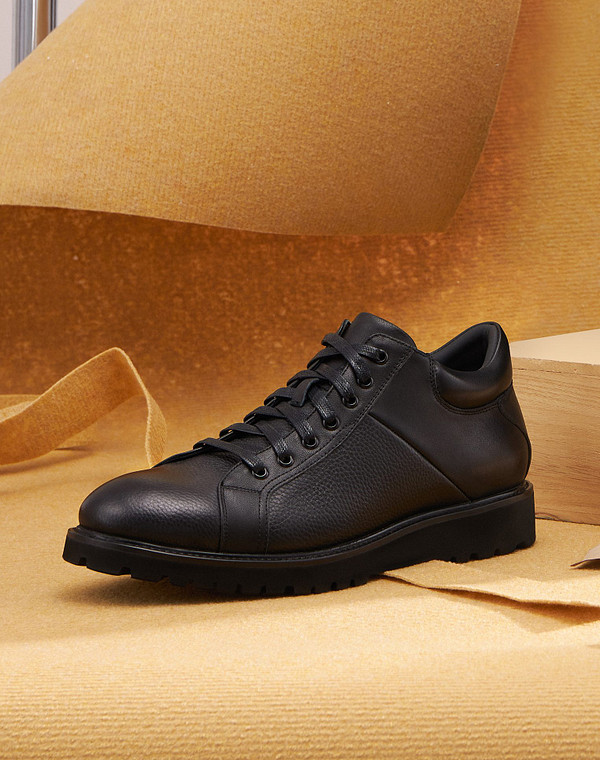 128-220432-0102 Ботинки мужские нат.кожа/мех-нат.кожа черн, Mascotte