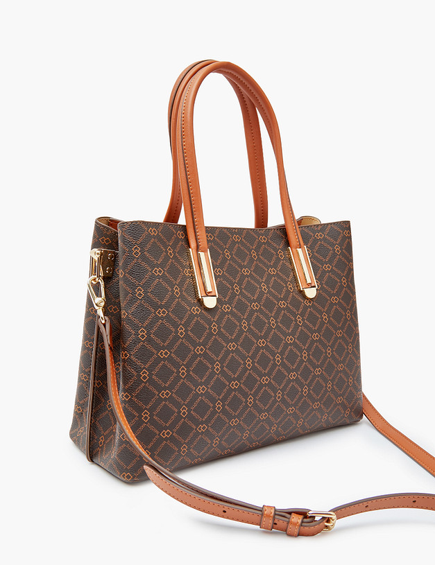 Коричневая женская сумка с фирменным принтом MASCOTTE 602-2208-609 | ракурс 3