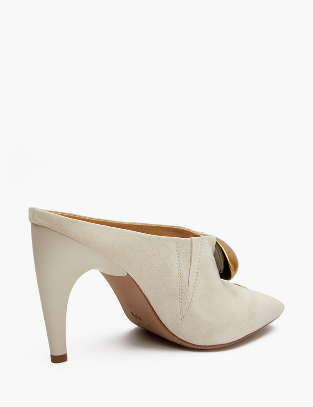 Молочные велюровые женские мюли MASCOTTE 175-5163011-4663M | ракурс 3 Молочные велюровые женские мюли MASCOTTE 175-5163011-4663M | ракурс 3