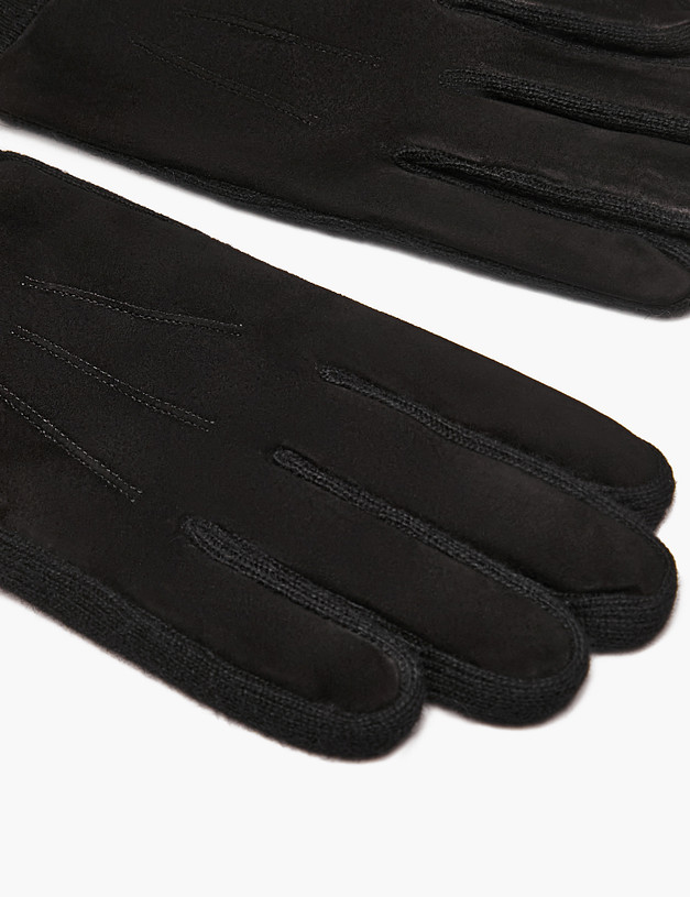 Черные мужские перчатки из велюра MASCOTTE 709-5206-0602 | ракурс 3