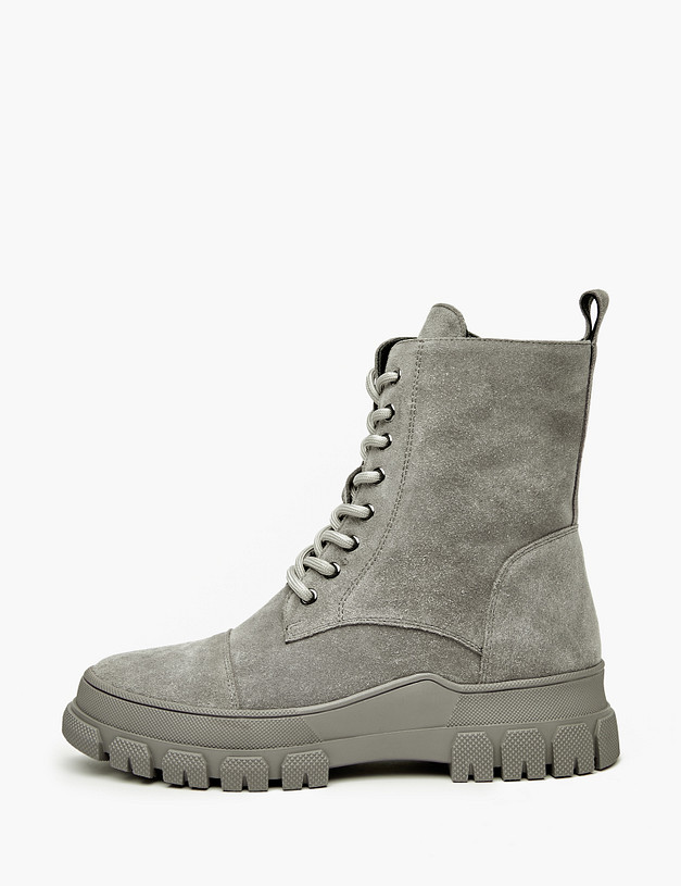 Серые женские зимние ботинки из велюра MASCOTTE 233-122631-0210 | ракурс 1