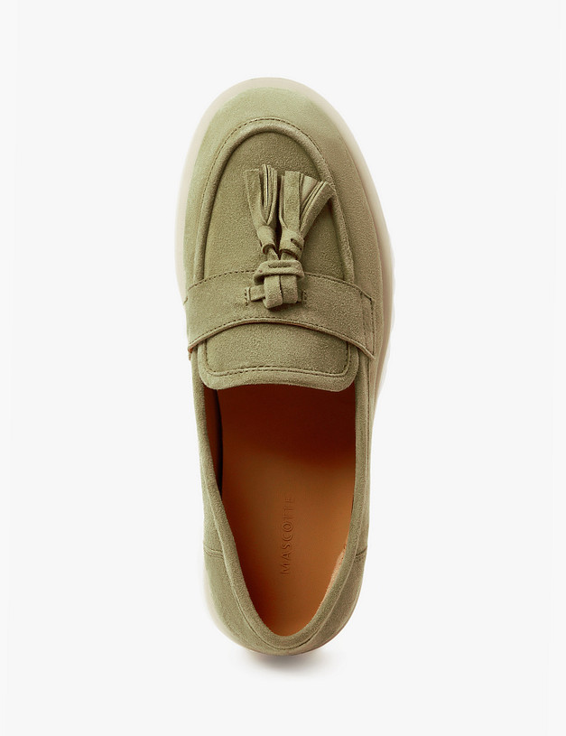 Зеленые велюровые женские лоферы MASCOTTE 233-210911-4601M | ракурс 4 Зеленые велюровые женские лоферы MASCOTTE 233-210911-4601M | ракурс 4