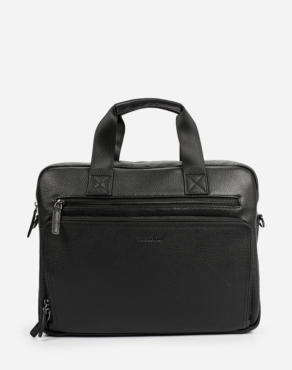 602-1207-102 Сумка мужская нат.кожа/текстиль черн, L, Mascotte