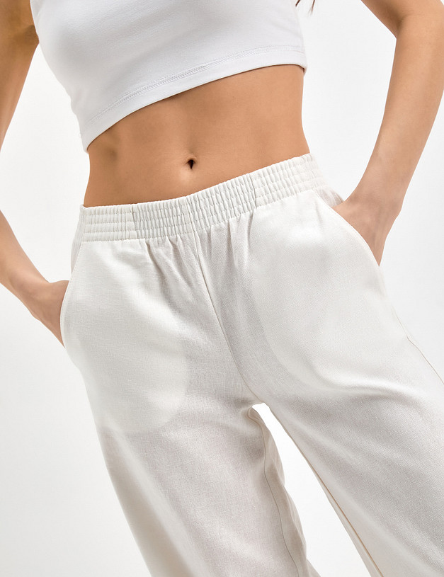Женские льняные брюки с эластичным поясом MASCOTTE 790-3117-2701 | ракурс 3