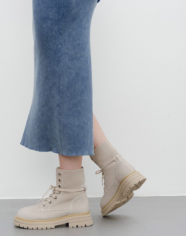 58-410321-0201 Ботинки женские велюр/ворсин-нат.кожа молочн, Mascotte Lite