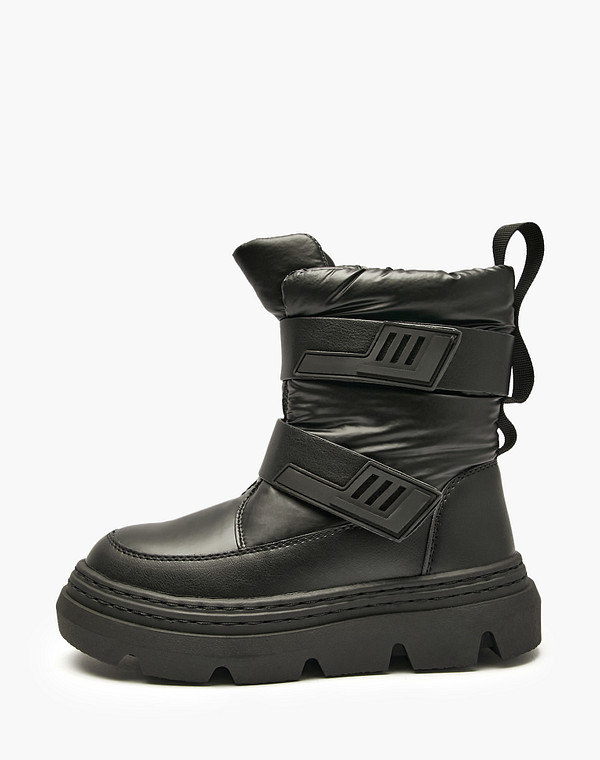 98-524751-0202 Полусапоги девичьи текстиль-и.кожа/шерсть черн, Mascotte JUNIOR