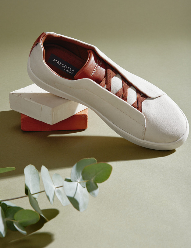 Молочные мужские кеды на резинке MASCOTTE 58-2131362-0201 | ракурс 7