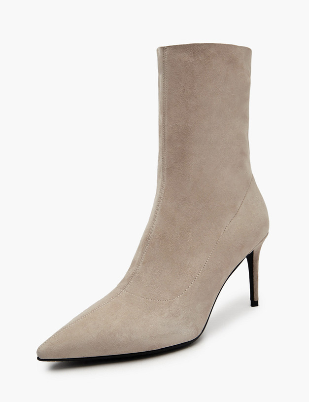 Бежевые женские велюровые ботильоны MASCOTTE 126-510811-3618M | ракурс 2