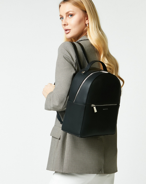 604-2135-602 Рюкзак женский кож.спилок-и.кожа/текстиль черн, M, Mascotte