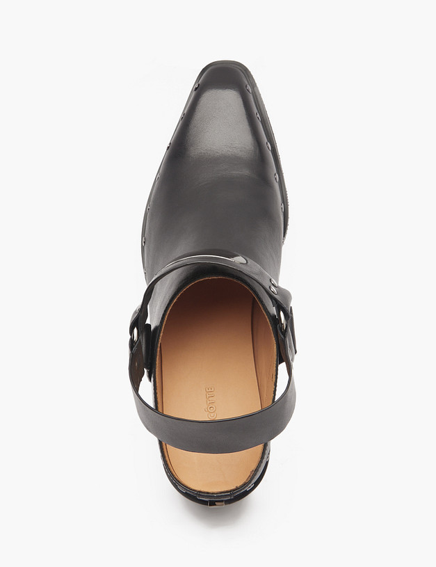 Черные женские сабо с заклепками  MASCOTTE 58-513911-0102 | ракурс 5 Черные женские сабо с заклепками  MASCOTTE 58-513911-0102 | ракурс 5