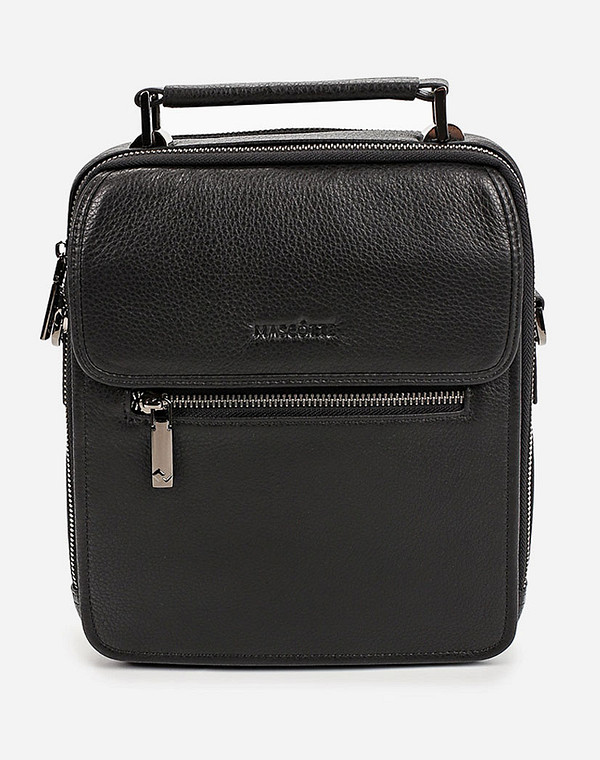 622-0203-102 Сумка мужская нат.кожа/текстиль черн, S, Mascotte