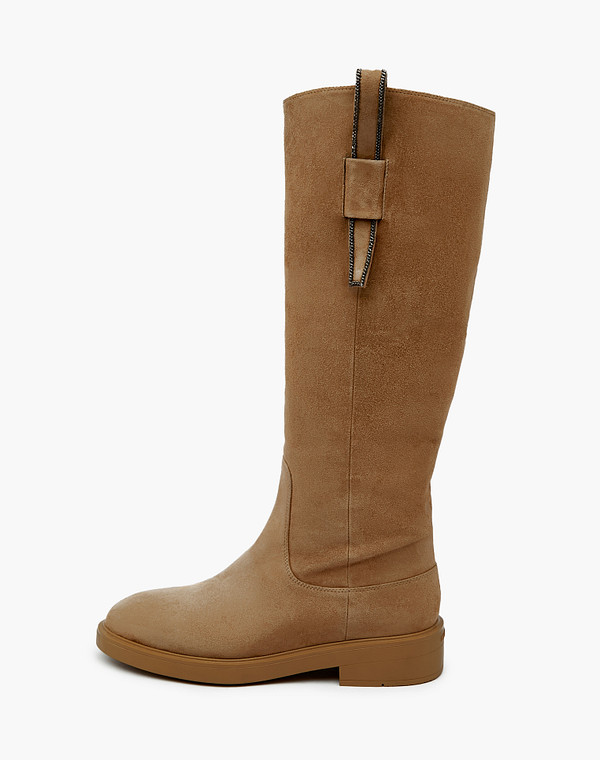 172-3200924-4608M Сапоги женские велюр/ворсин-нат.кожа беж, Mascotte