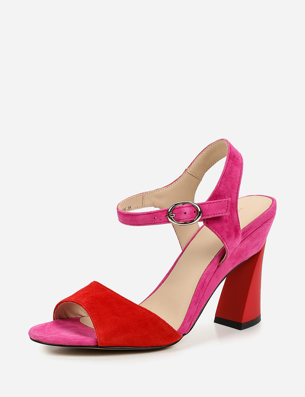 Яркие велюровые босоножки красно-розового оттенка MASCOTTE 09-1101111-0606 | ракурс 3